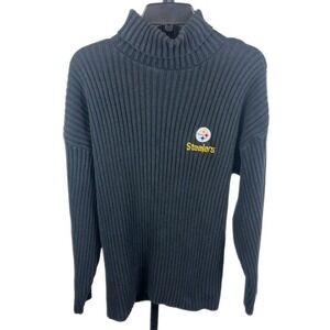 Vintage Pittsburgh Steelers Ribbed Turtleneck NFL Sweater Black Men's Size Large
